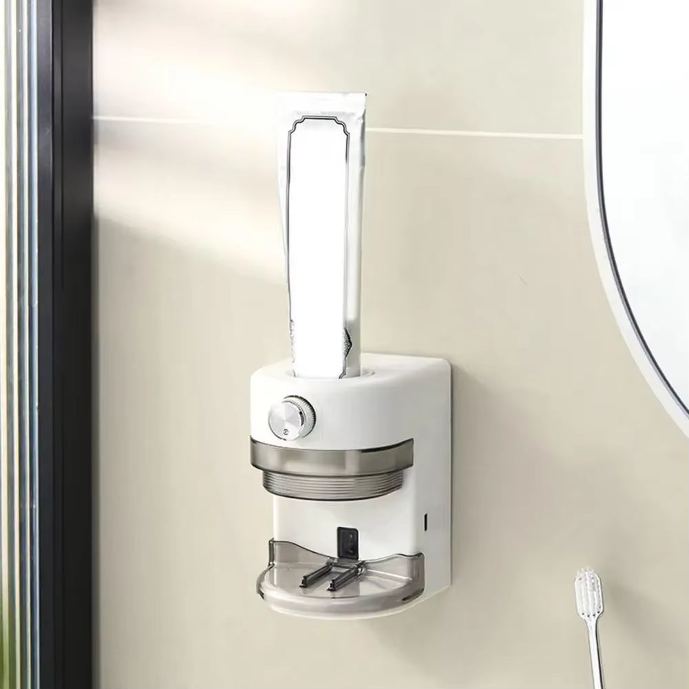 Wall Mounted Automatic Toothpaste Dispenser Adjustable Volume Easy to Install Universal Rechargeable Electric Toothpaste Squeeze